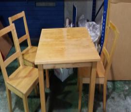 Wood table with 3 chairs